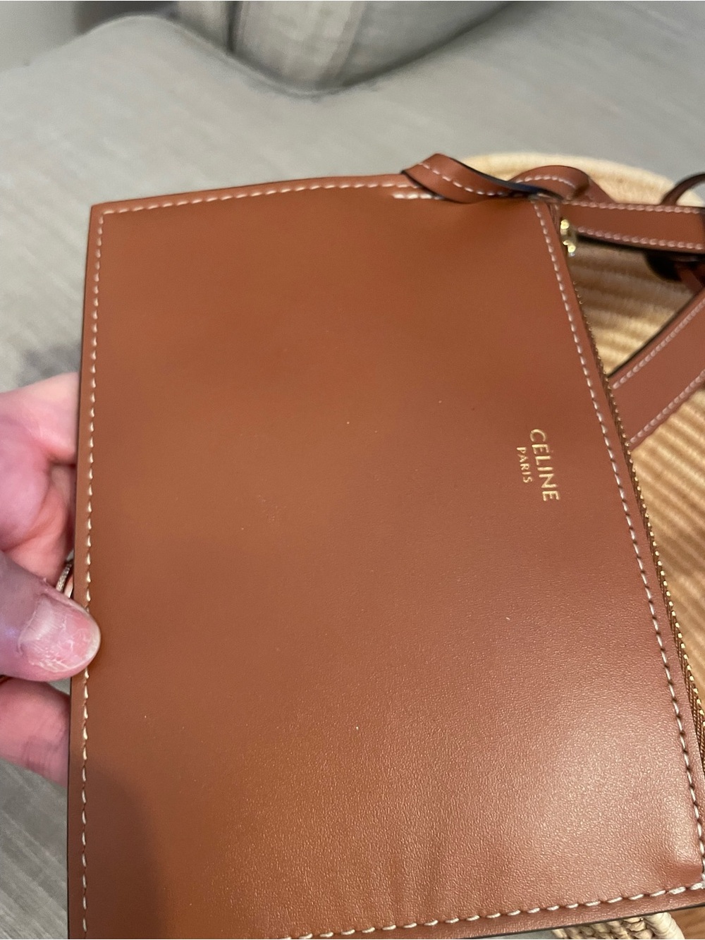 Celine Classic Panier Braided Triomphe in Raffia and Calfskin with dust bag - Picture 13 of 16